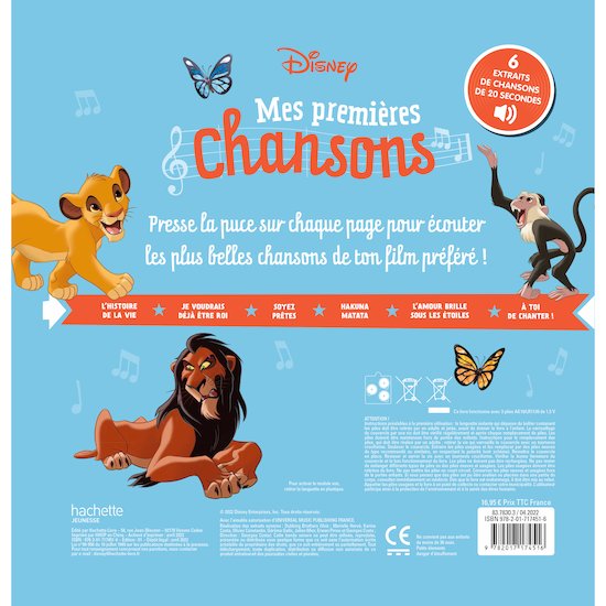 Le Roi Lion - Mes premières chansons - Livre sonore   de Hachette Jeunesse Disney