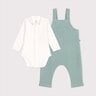 Ensemble naissance salopette et body brodé en coton