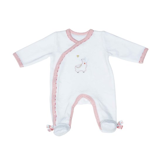 Mila Pyjamas Velours Blanc Naissance de Sauthon Baby's Sweet Home