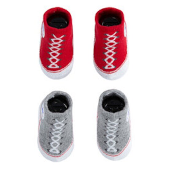 Lot 2 Chaussons Rouge/Gris 0-6 mois de Converse Lot 2 Chaussons Rouge/Gris 0-6 mois de Converse