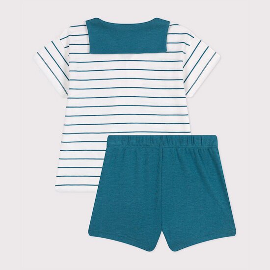 Ensemble deux pièces en coton t-shirt rayé et short uni Dragonfly 12 mois de Petit Bateau