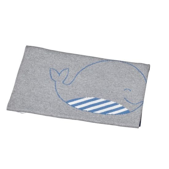 Blue Baleine couverture maille Gris 80 x 100 cm de Sauthon Baby's Sweet Home