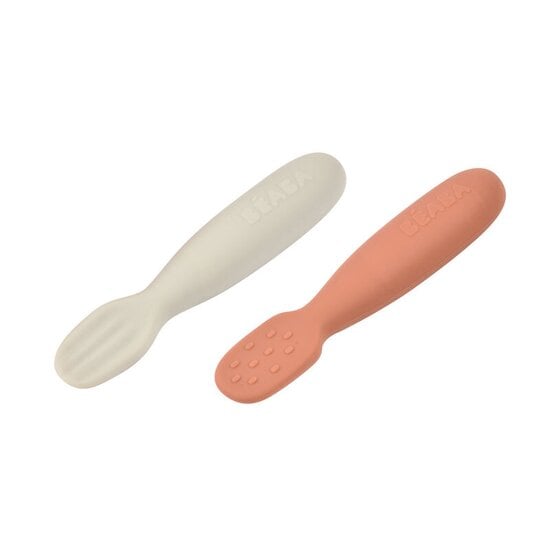 Lot de 2 Pré Cuillères Silicone Terracotta / Velvet Grey  de Béaba