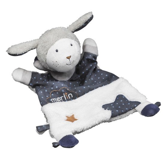 Merlin doudou mouchoir Gris  de Sauthon Baby's Sweet Home