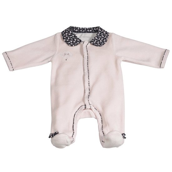 Miss Fleur de Lune pyjama en velours Rose  de Sauthon Baby's Sweet Home