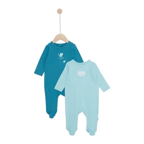 Mes Essentiels Lot 2 Pyjamas Bleu Aquatique  de P'tit bisou