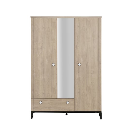 Marcel armoire 3 portes 1 tiroir  Chêne blond/Noir  de Galipette