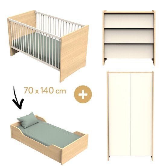 Chambre Vanille : Lit 70x140 + Commode + Armoire   de Sauthon Baby's Sweet Home