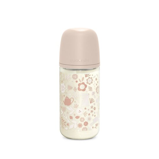 Biberon verre avec tétine SX Pro Wonderland Rose 240 ml de Suavinex Biberon verre avec tétine SX Pro Wonderland Rose 240 ml de Suavinex