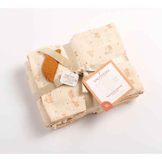 Orsino Housse de couette + taie Vanille / Camel  de Sauthon Baby Déco Orsino Housse de couette + taie Vanille / Camel  de Sauthon Baby Déco