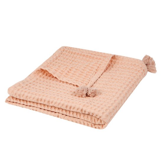 Lola Polka plaid nid abeille 100x140 Rose  de Nattiot