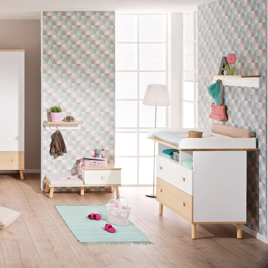 Ylvie Commode 2 compartiments Blanc/Bouleau  de Paidi Ylvie Commode 2 compartiments Blanc/Bouleau  de Paidi