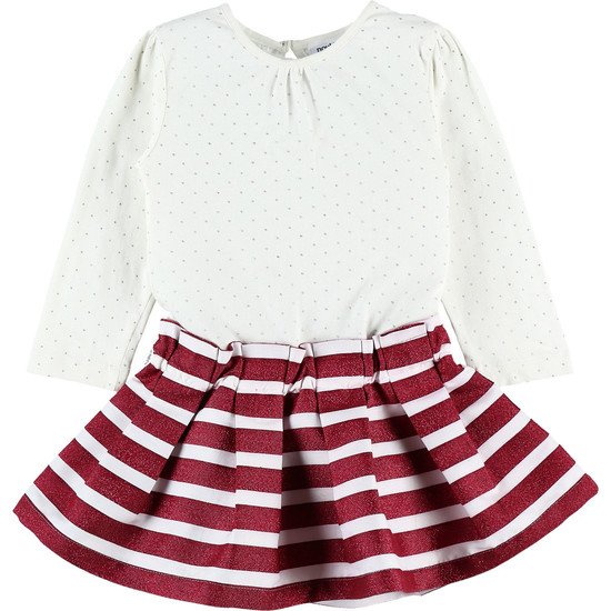 Robe bi-matière en jersey Collection Smart Girl écru/bordeaux  de Noukies