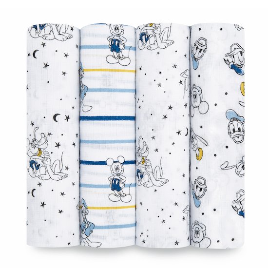 Lot de 4 Maxi-Langes Mousseline Mickey  de aden + anais essentials