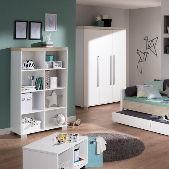 Kira Étagère 8 cases Blanc/Chêne Nautik  de Paidi Kira Étagère 8 cases Blanc/Chêne Nautik  de Paidi