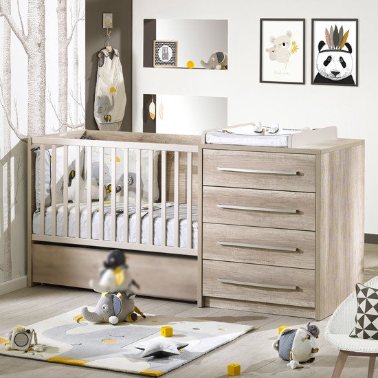 Emmy lit combi évolutif 60x120 90x190 Chêne de Sauthon Baby's Sweet Home,  Ensembles évolutifs : Aubert