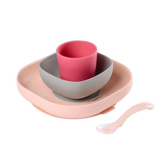 Set Vaisselle Silicone 4 pièces Pink  de Béaba