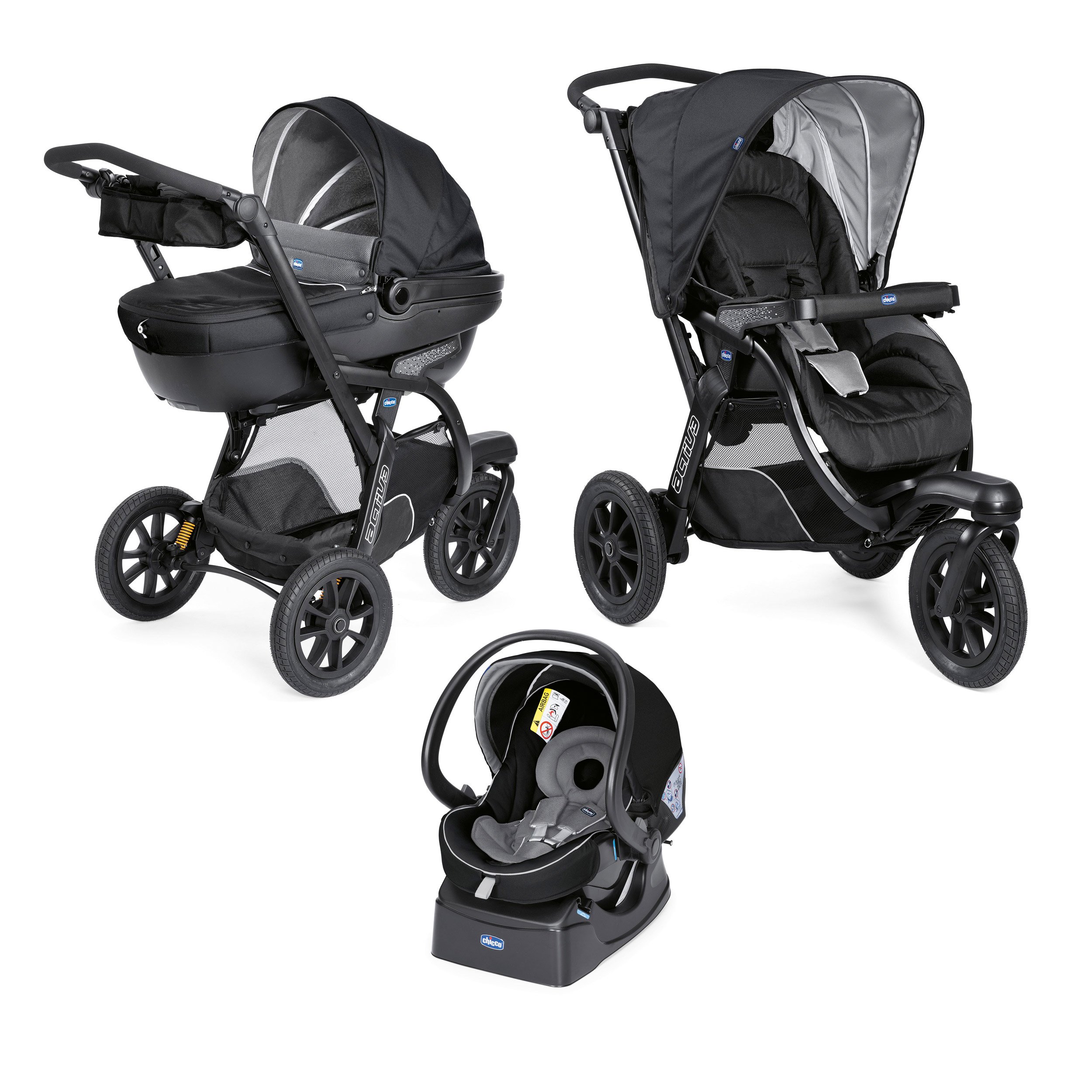 Poussette Trio Activ3 Top Dark Jet Black de Chicco, Poussettes