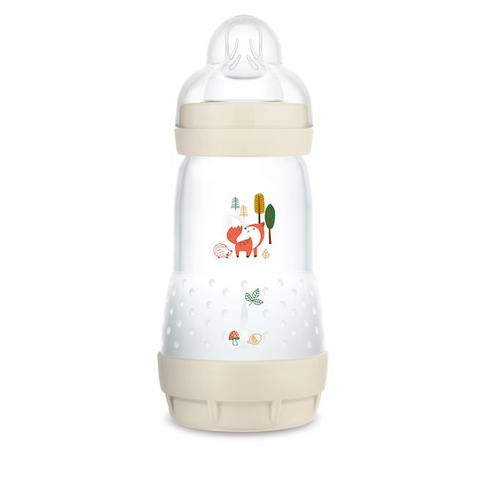 Biberon nuk 300ml plus 2 tétines taille L , lait epaissi et 2 tailles M