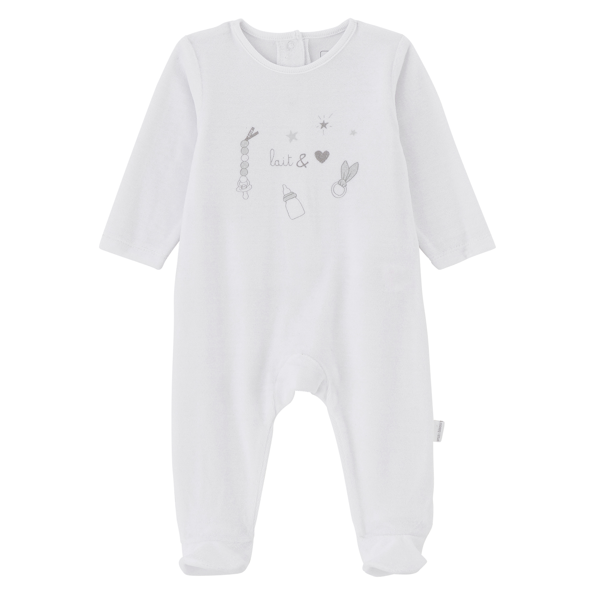Pyjama body naissance Blanc P tit bisou Gamme Bodies Aubert