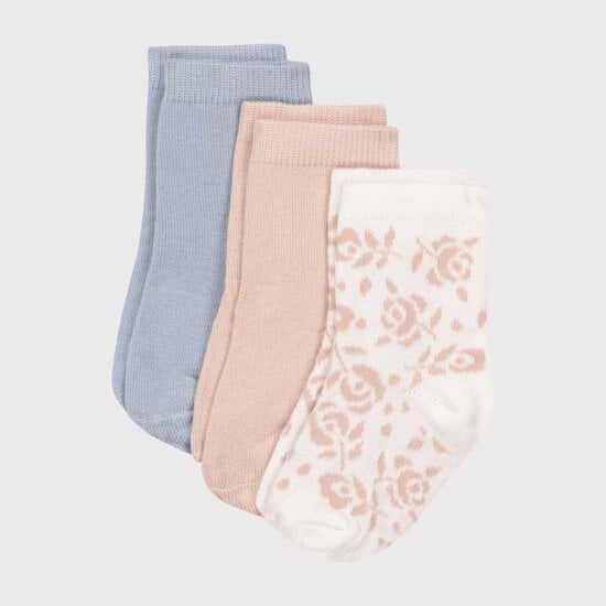 Lot 3 paires de chaussettes en coton Fleurs 6-12 mois de Petit Bateau