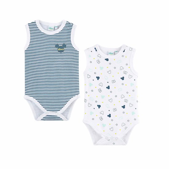 Lot de 2 bodies sans manches Mickey Blanc 3 mois de Disney Baby