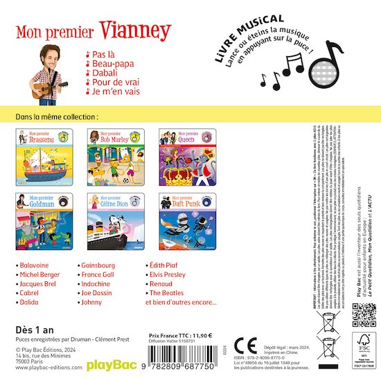 Livre musical - Mon premier Vianney   de PlayBac Livre musical - Mon premier Vianney   de PlayBac