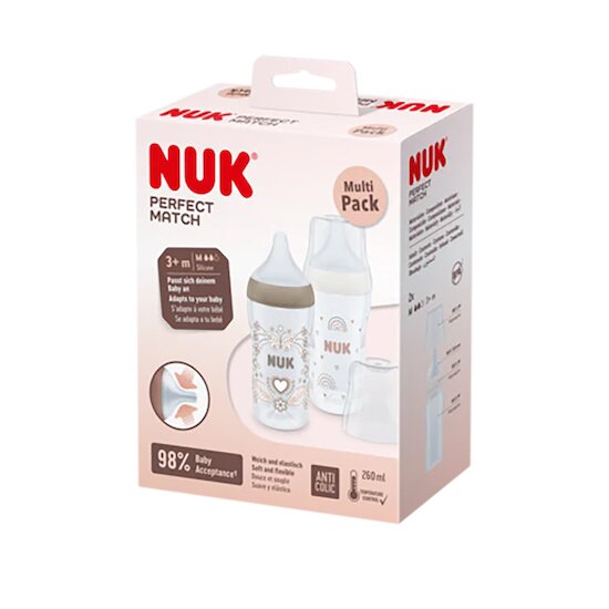 Lot 2 Biberons Perfect Match  260 ml de Nuk Lot 2 Biberons Perfect Match  260 ml de Nuk