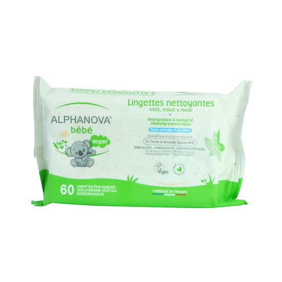 Lingettes naturelles bio 72   de Alphanova bébé