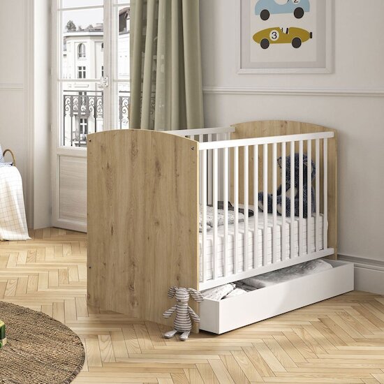 Lit bébé Arthur Blanc/Chêne  de Galipette Lit bébé Arthur Blanc/Chêne  de Galipette