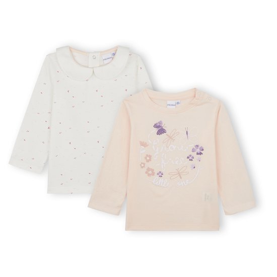Lot de 2 t-shirts Blanc/rose  de P'tit bisou