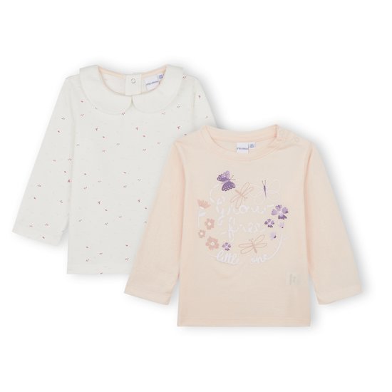 Lot de 2 t-shirts Blanc/rose 1 mois de P'tit bisou