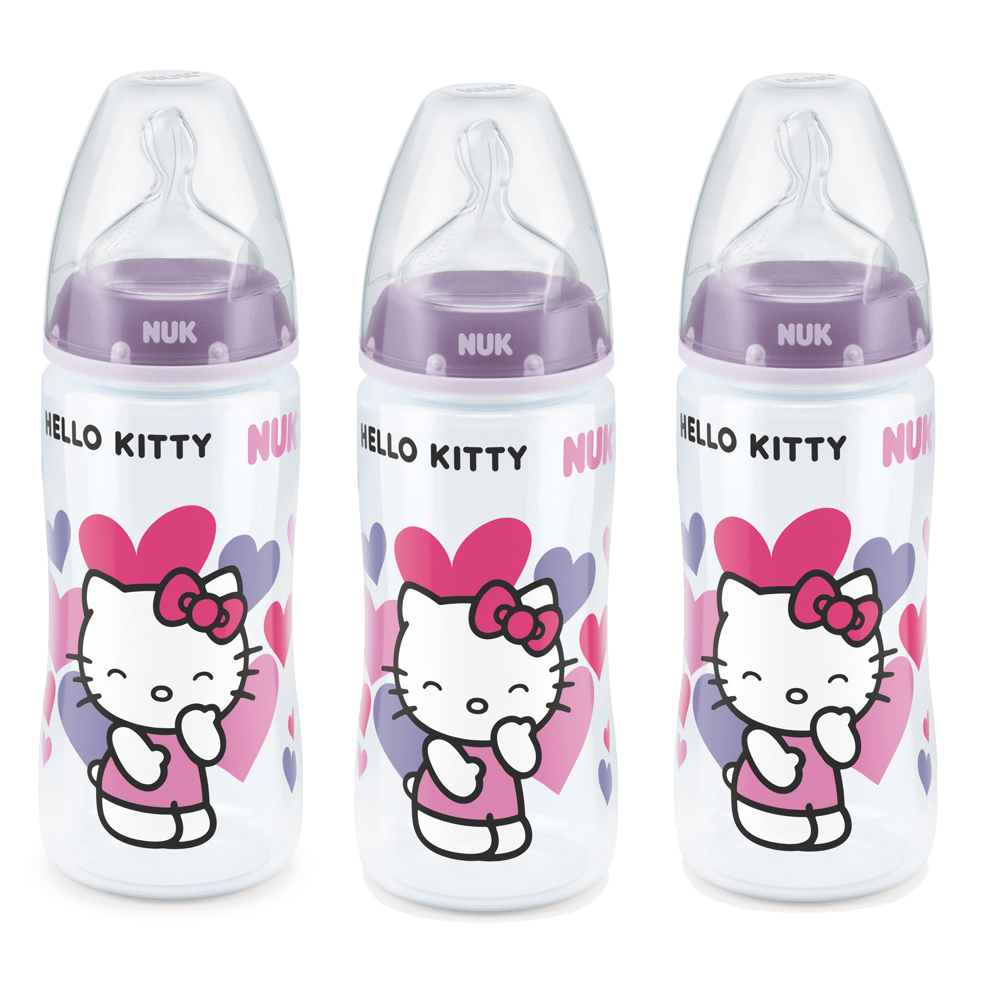 Lot de 3 biberons Hello Kitty 300ml de Nuk, Biberons PP (polypropylène ...