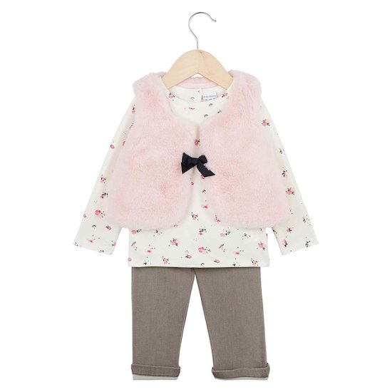 Ensemble gilet + tee-shirt + pantalon Rose 9 mois de P'tit bisou