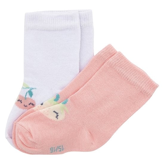 Sweet Summer Lot de 2 chaussettes Imprimé cerises et cœurs  de P'tit bisou