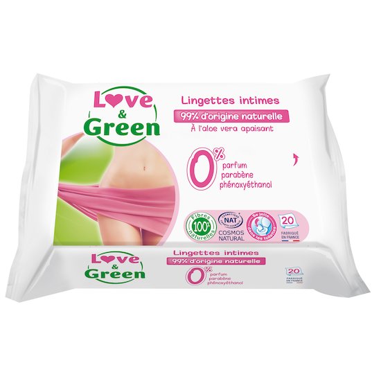 Lingettes intimes apaisantes x20   de Love & Green