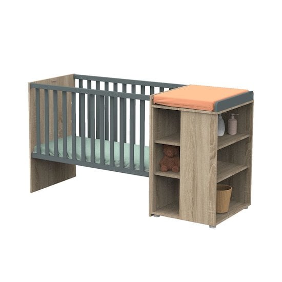 Nova new lit combiné évolutif 60x120 Gris volcan  de Sauthon Baby's Sweet Home