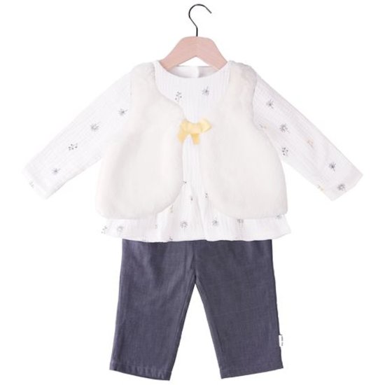 Marin Poétique Ensemble Veste + Tee-shirt + Pantalon Ecru  de P'tit bisou