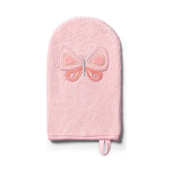 Gant de Toilette Fibre Bambou Papillon Rose  de Babyono