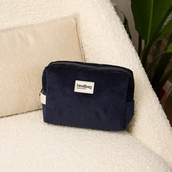 Trousse de toilette Léon Velours Bleu marine  de Hindbag