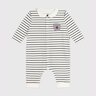 Combinaison bébé en coton à col rayure marinière