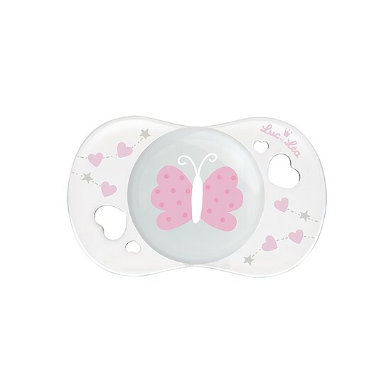 Sucette nouveau-né symétrique en silicone Rose 0-2 mois de Luc et Léa Sucette nouveau-né symétrique en silicone Rose 0-2 mois de Luc et Léa