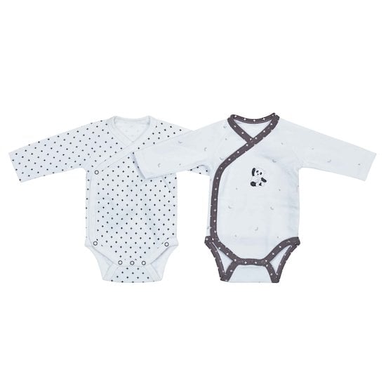 Chao Chao Lot de 2 bodies Blanc et Noir Naissance de Sauthon Baby's Sweet Home