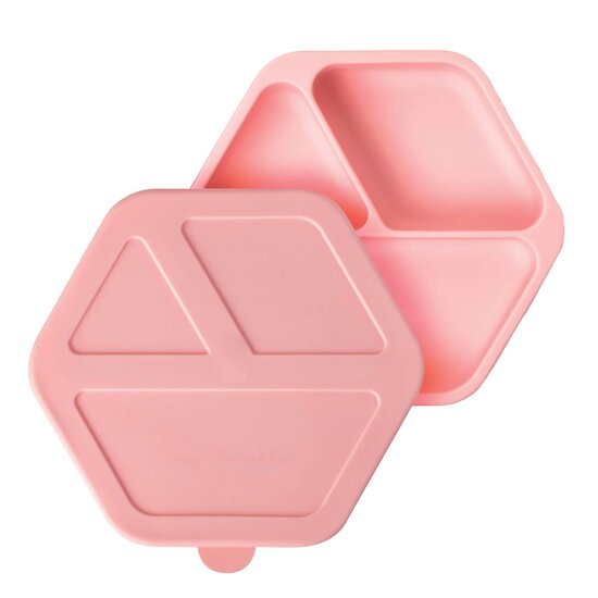 Assiette ventouse silicone & Couvercle Rose  de Tiny Twinkle