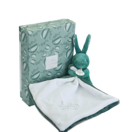 Doudou Lapin mouchoir Vert Sauge  de Doudou et Compagnie Doudou Lapin mouchoir Vert Sauge  de Doudou et Compagnie