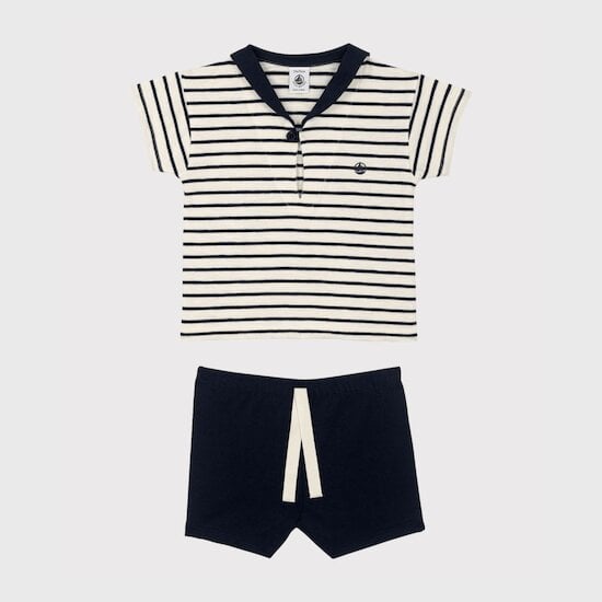 Ensemble tee-shirt et short en jersey Rayures  de Petit Bateau Ensemble tee-shirt et short en jersey Rayures  de Petit Bateau