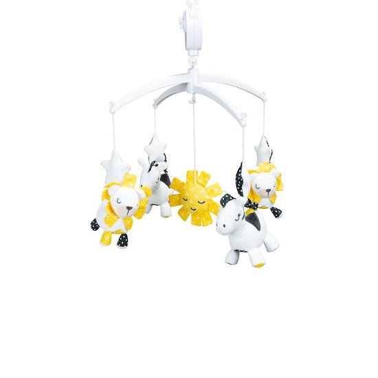 Pluche et Pompon mobile musical Blanc/Jaune  de Sauthon Baby's Sweet Home