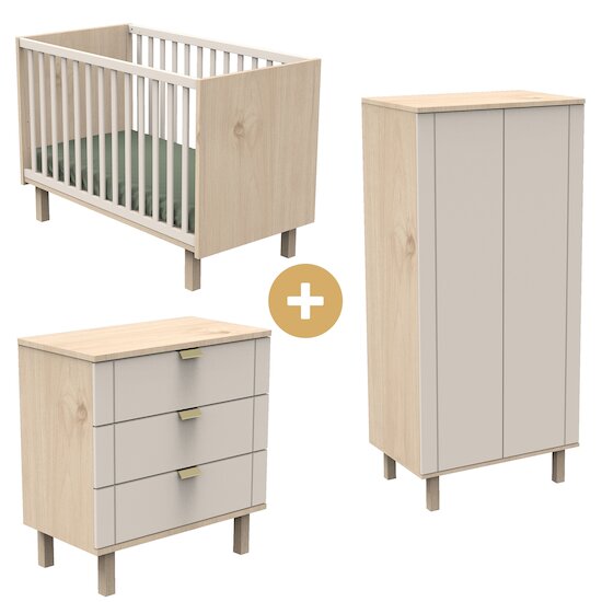 Chambre Solène : Lit 60 x 120 cm + Armoire + Commode   de Sauthon Baby's Sweet Home Chambre Solène : Lit 60 x 120 cm + Armoire + Commode   de Sauthon Baby's Sweet Home