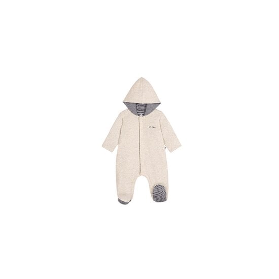 Combinaison ouatinée bébé à capuche et pieds unie Montelimar chiné  de Petit Bateau