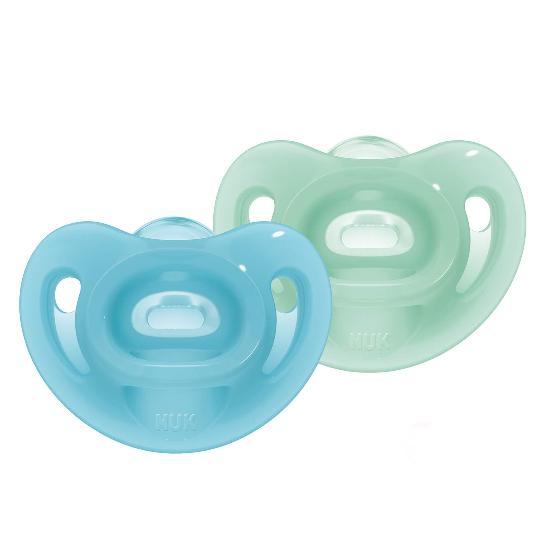 NUK Sucette en Silicone 6 à 18 mois - 2 pièces (Turquoise/Bleu